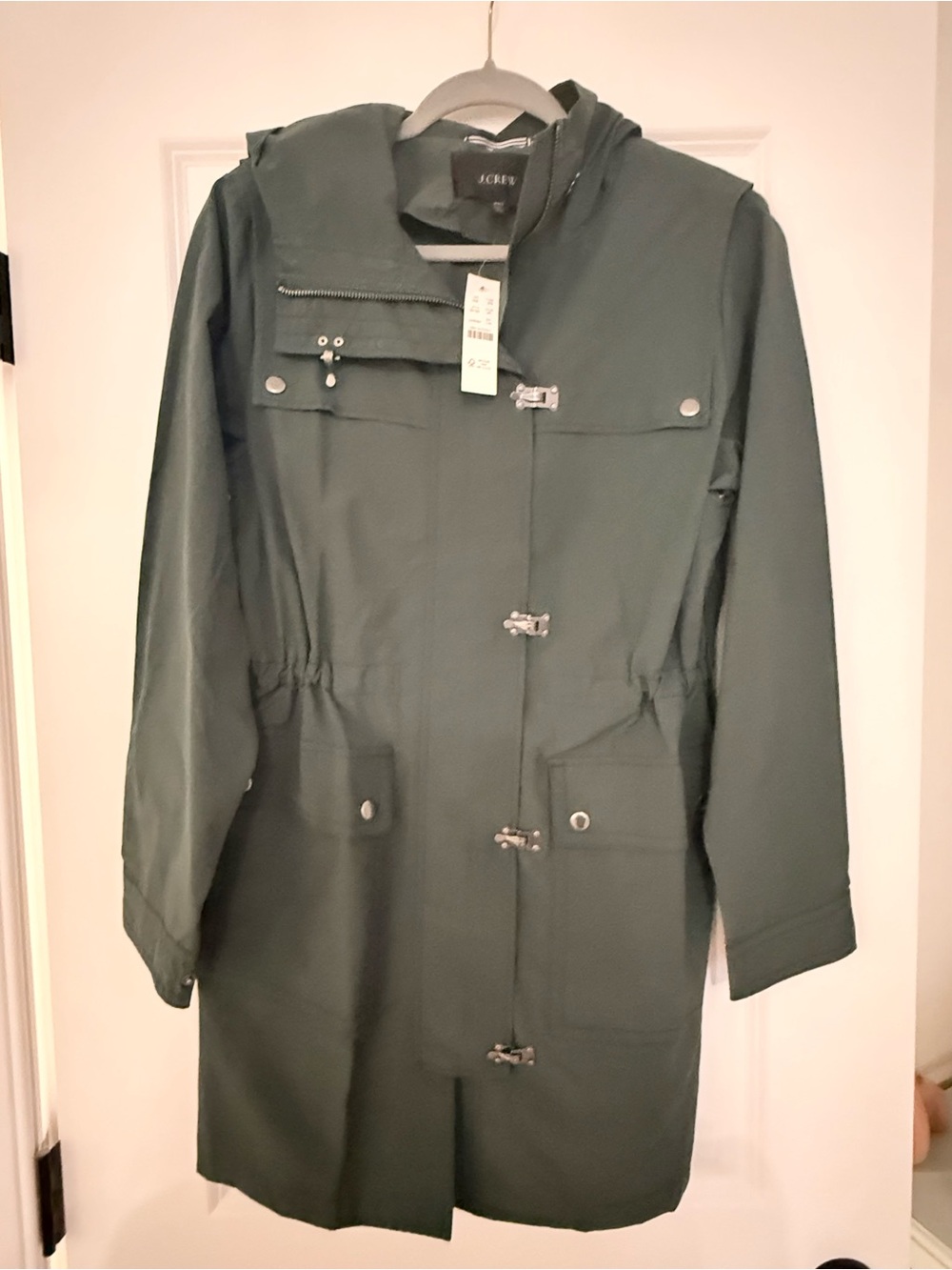 J. Crew Women’s Hooded Anorak Utility Coat Jacket in Dark Green XS - Picture 2 of 5
